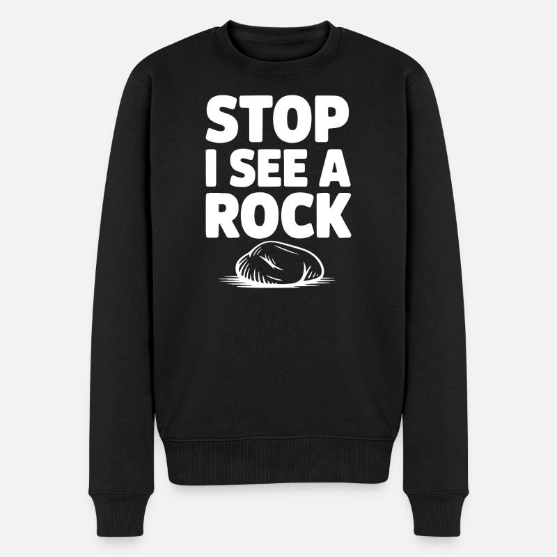Stopp, ich sehe einen Stein - Männer Premium Bio Pullover - Schwarz