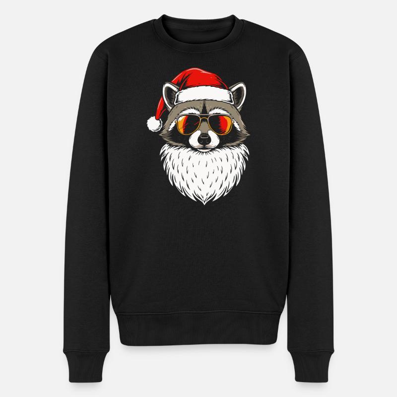 Cool Santa Racoon Weihnachtsdesign Xmas racoon - Männer Premium Bio Pullover - Schwarz