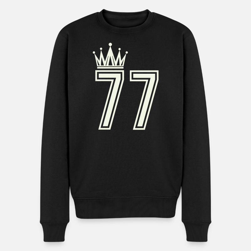 Königliche 77 Ziffern - Männer Premium Bio Pullover - Schwarz