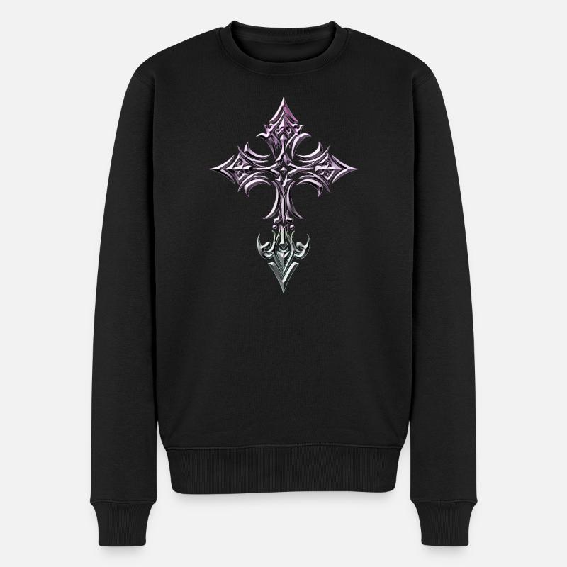 Gotisches Kreuz mit Steigung - Männer Premium Bio Pullover - Schwarz