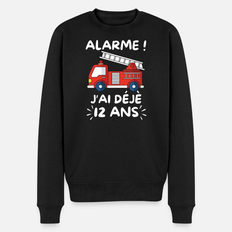 Camion Pompier 12 Ans Anniversaire - Pull Premium bio Homme - noir