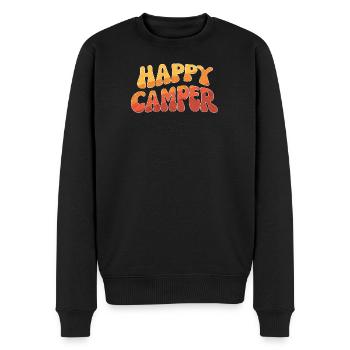 Happy Camper Retro Schrift - Männer Premium Bio Pullover - Schwarz - Vorne - Nico (187cm)