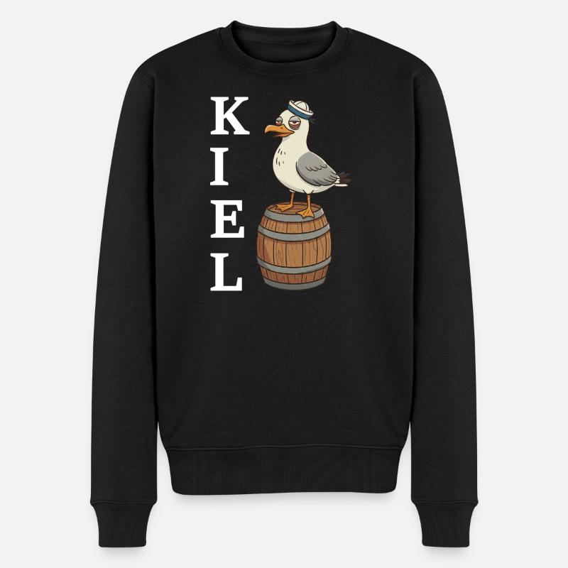 Kiel Möwe - Männer Premium Bio Pullover - Schwarz