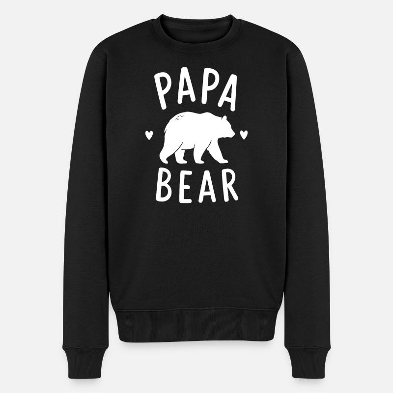 Papa Bear Silhouette mit Herzen - Männer Premium Bio Pullover - Schwarz