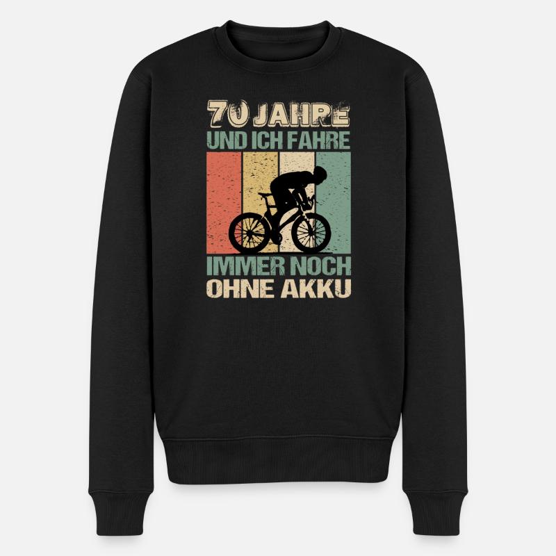 Geburtstag 70 Fahrradfahrer Retro Vintage mann - Männer Premium Bio Pullover - Schwarz