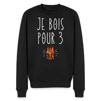 Je bois pour 3 - Pull Premium bio Homme - noir - Devant - Nico (187cm)