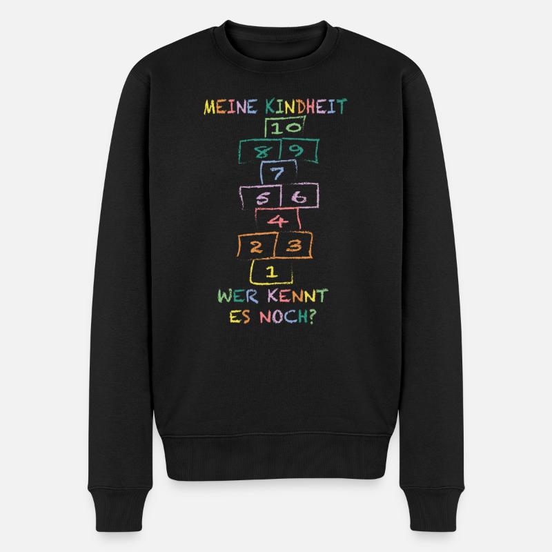 Meine Kindheit Himmel und Hölle wer kennt es noch - Männer Premium Bio Pullover - Schwarz