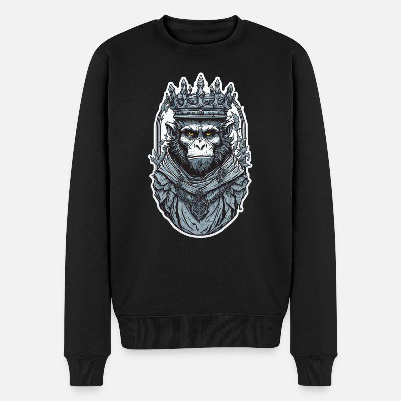 King Monkey - Männer Premium Bio Pullover - Schwarz