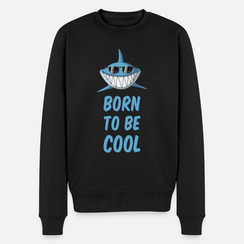 Born to be cool - Hai mit Sonnenbrille - Männer Premium Bio Pullover - Schwarz