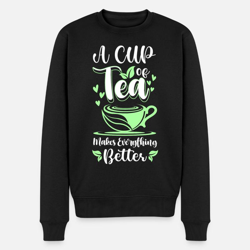 Teetasse Entspannung Teeliebhaber Winter - Männer Premium Bio Pullover - Schwarz