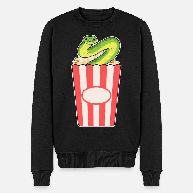 Schlange Popcorn - Männer Premium Bio Pullover - Schwarz