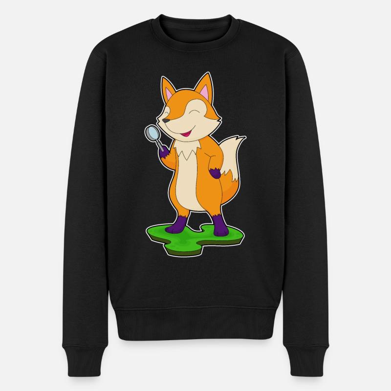 Fuchs Lupe - Männer Premium Bio Pullover - Schwarz