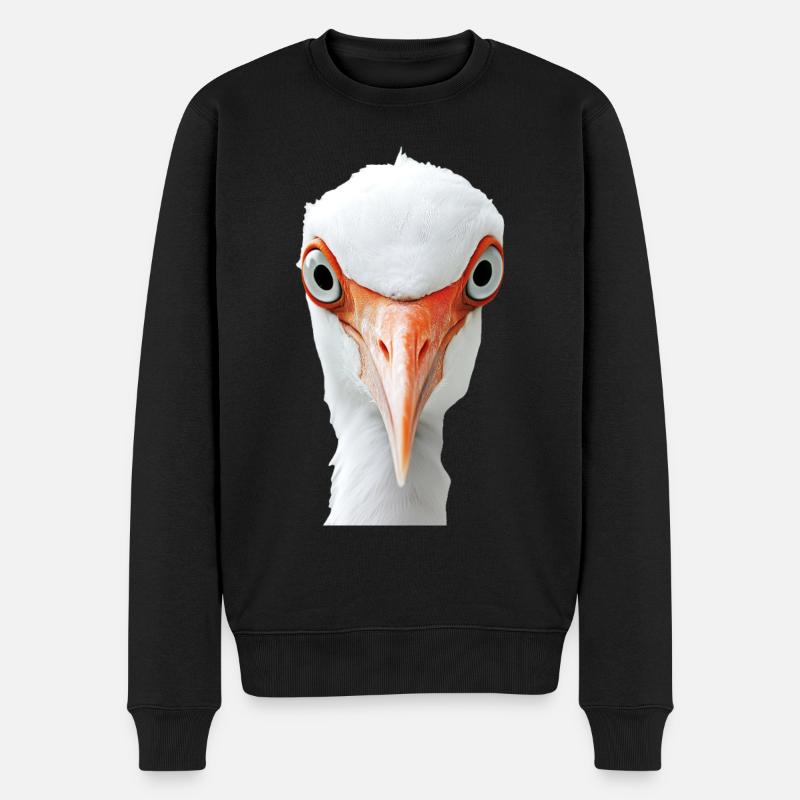 Reiher Vogel - Männer Premium Bio Pullover - Schwarz