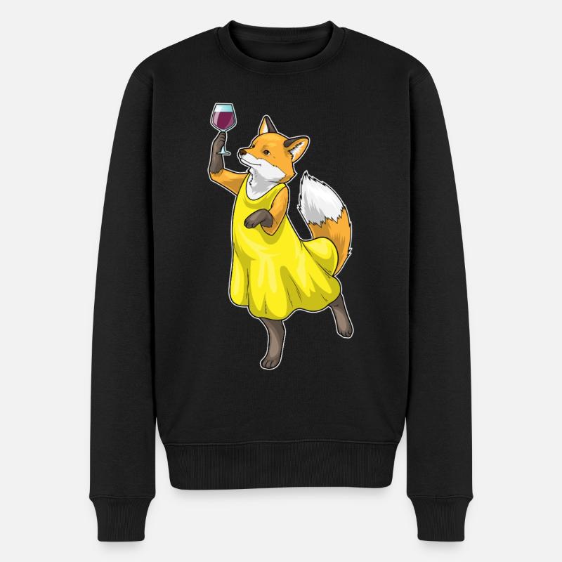 Fuchs Rotwein - Männer Premium Bio Pullover - Schwarz