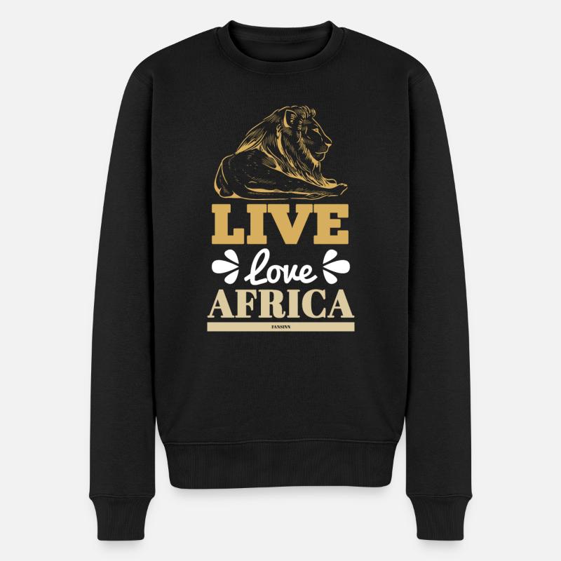 Löwe in Afrika - Männer Premium Bio Pullover - Schwarz