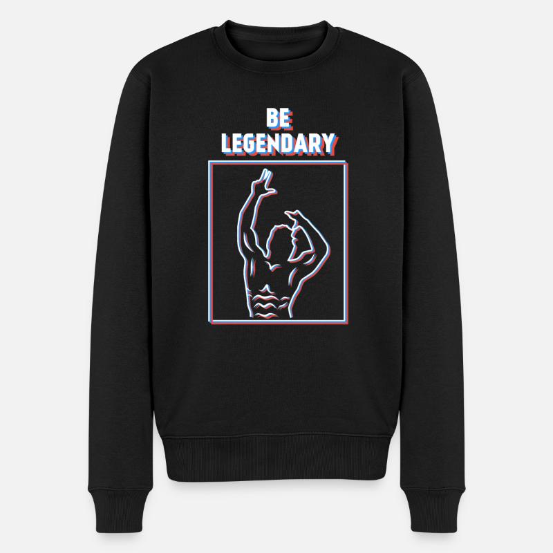 Sei legendär, Zyzz-Pose, Fitness-3D-Effekt - Männer Premium Bio Pullover - Schwarz