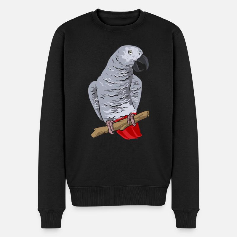 Graupapagei African Grey Parrot Papagei - Männer Premium Bio Pullover - Schwarz