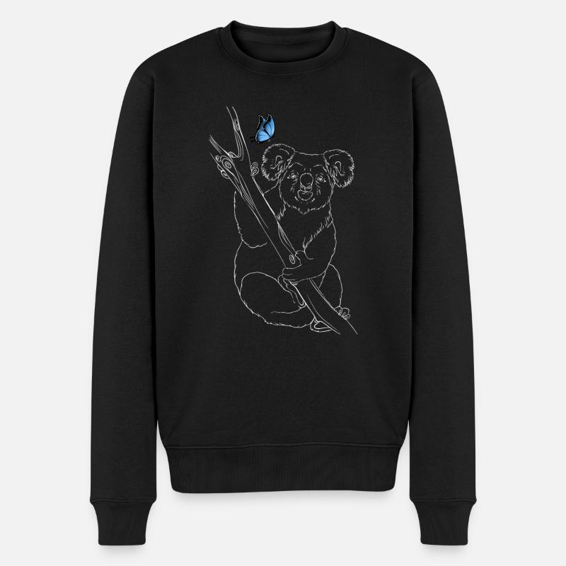 Koala mit Schmetterling - Männer Premium Bio Pullover - Schwarz