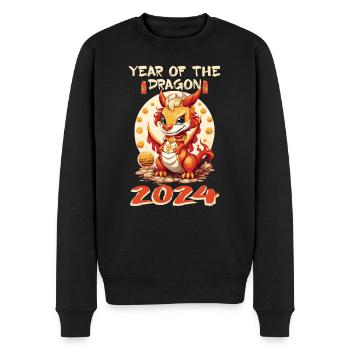 Année Du Dragon Bonne Année 2024 Matching - Pull Premium bio Homme - noir - Devant - Nico (187cm)