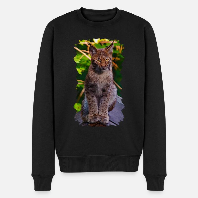 Luchs - Männer Premium Bio Pullover - Schwarz