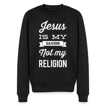 Jesus Is My Savior Not My Religion - Männer Premium Bio Pullover - Schwarz - Vorne - Nico (187cm)