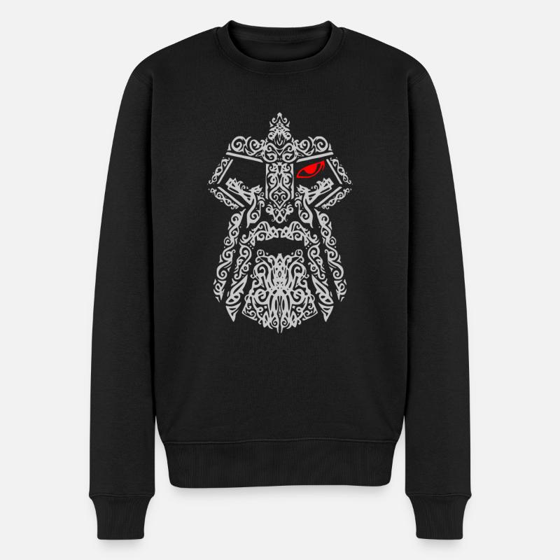 Odins Auge - Runengesicht - Wikinger - Männer Premium Bio Pullover - Schwarz