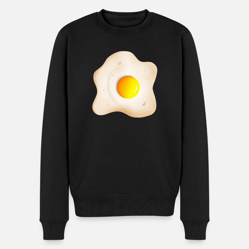 gebratenes Spiegelei mit Eigelb und Eiweiß - Männer Premium Bio Pullover - Schwarz