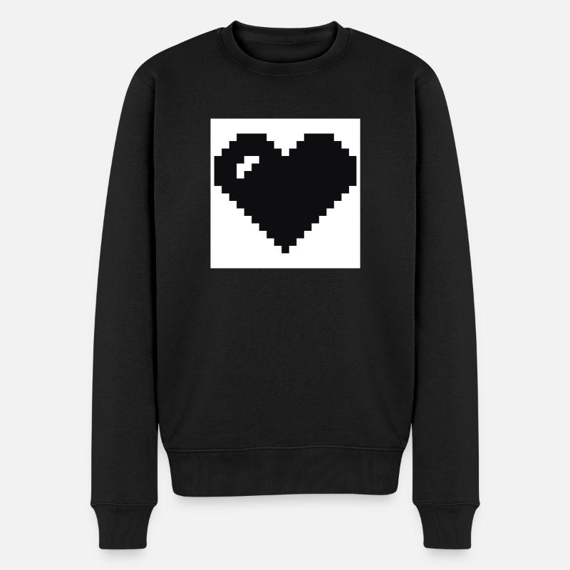 Cœur pixélisé - Pull Premium bio Homme - noir