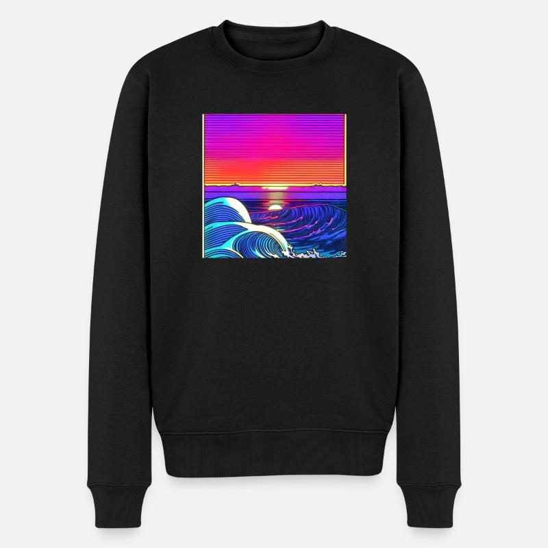 The Waves - Männer Premium Bio Pullover - Schwarz