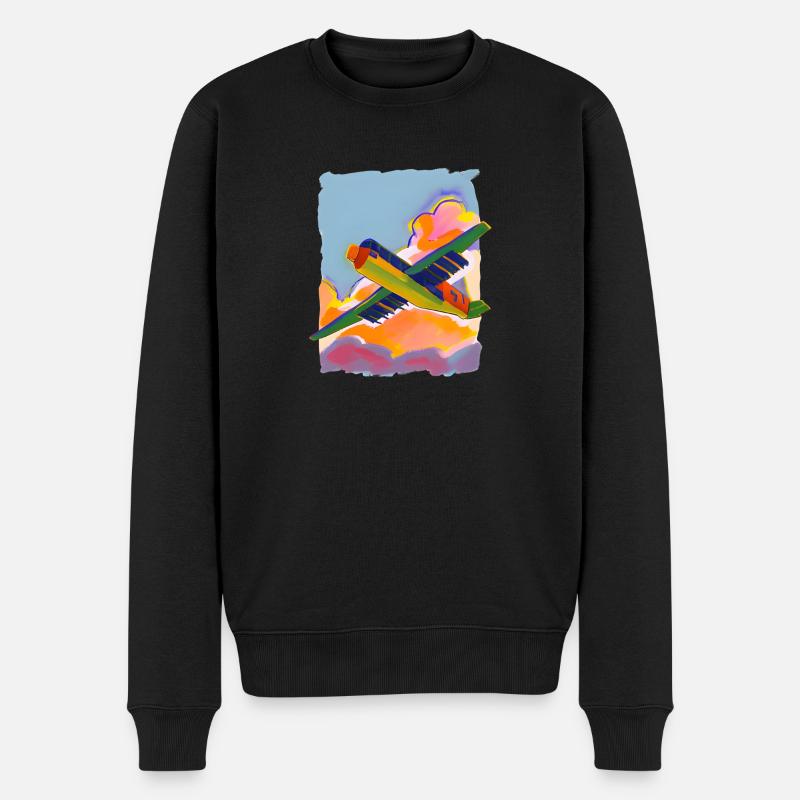 Flugzeug gemalt - Männer Premium Bio Pullover - Schwarz