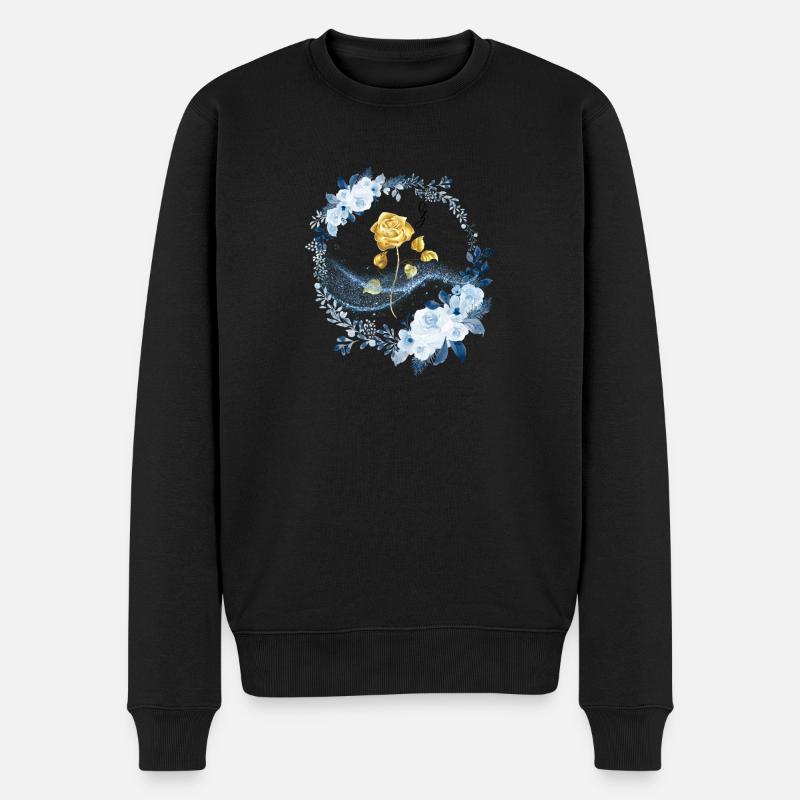 Rose - Männer Premium Bio Pullover - Schwarz