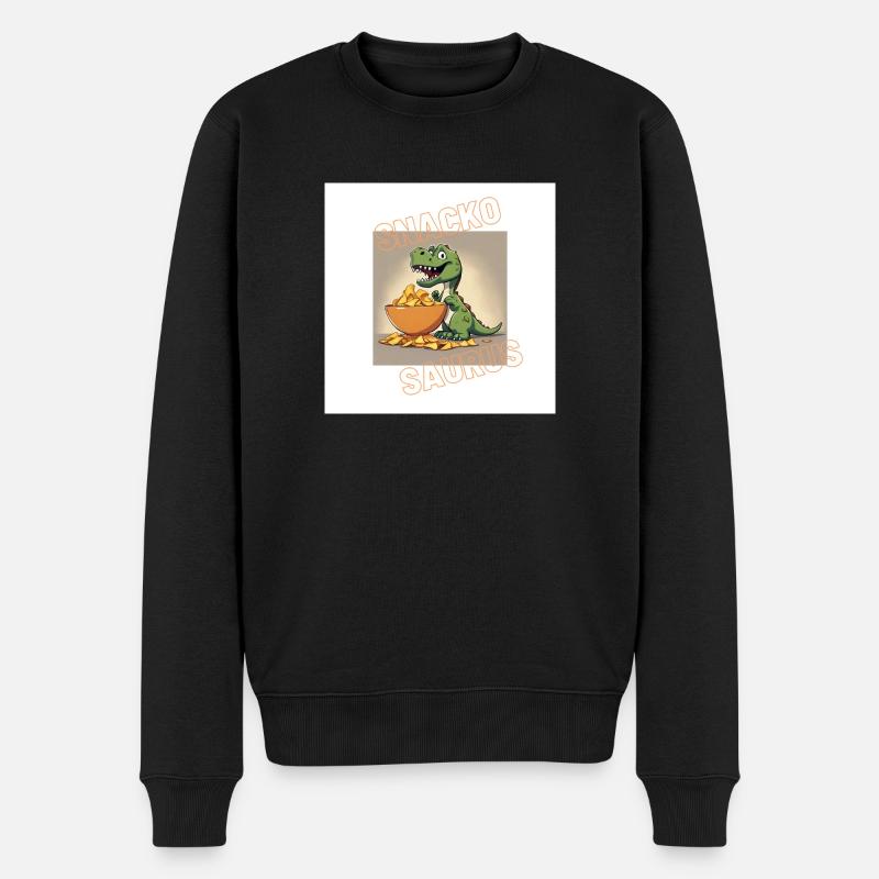 Dinosaurier Snackosaurus - Männer Premium Bio Pullover - Schwarz