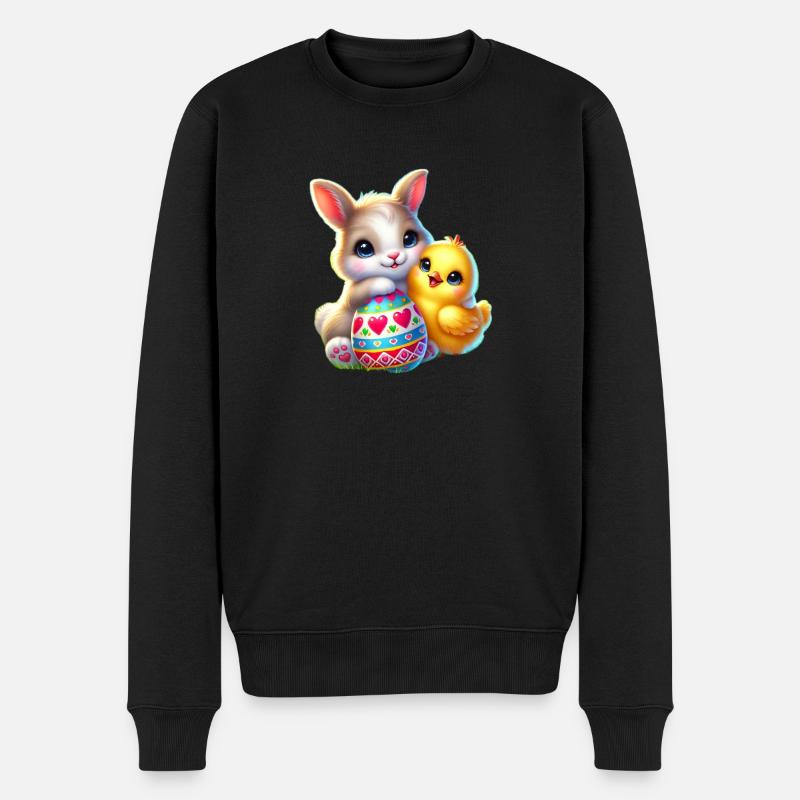 Ostern-Hase-Kücken-Ei - Männer Premium Bio Pullover - Schwarz