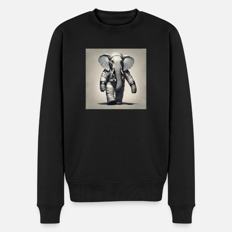 Elefant im Astronautenanzug - Männer Premium Bio Pullover - Schwarz