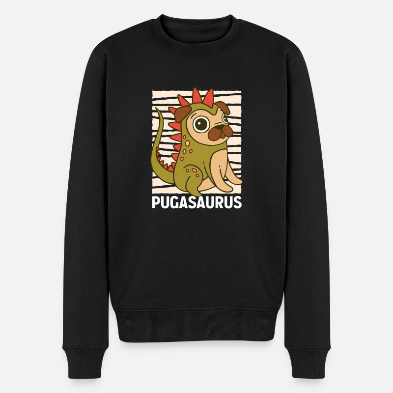geschenk - mops pug hundeliebhaber pugasaurus - Männer Premium Bio Pullover - Schwarz