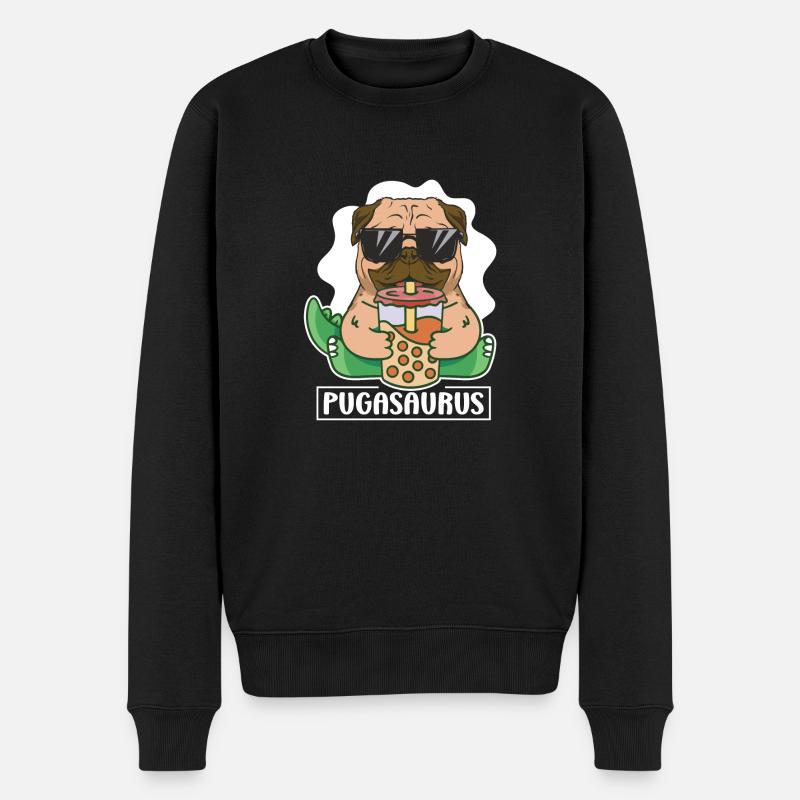 Geschenk - cooler mops mit sonnenbrille - Männer Premium Bio Pullover - Schwarz
