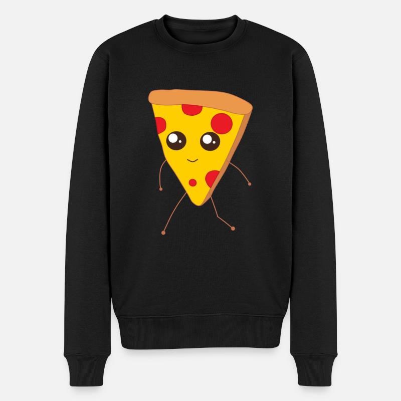 Leckere Kawaii Pizza - Männer Premium Bio Pullover - Schwarz