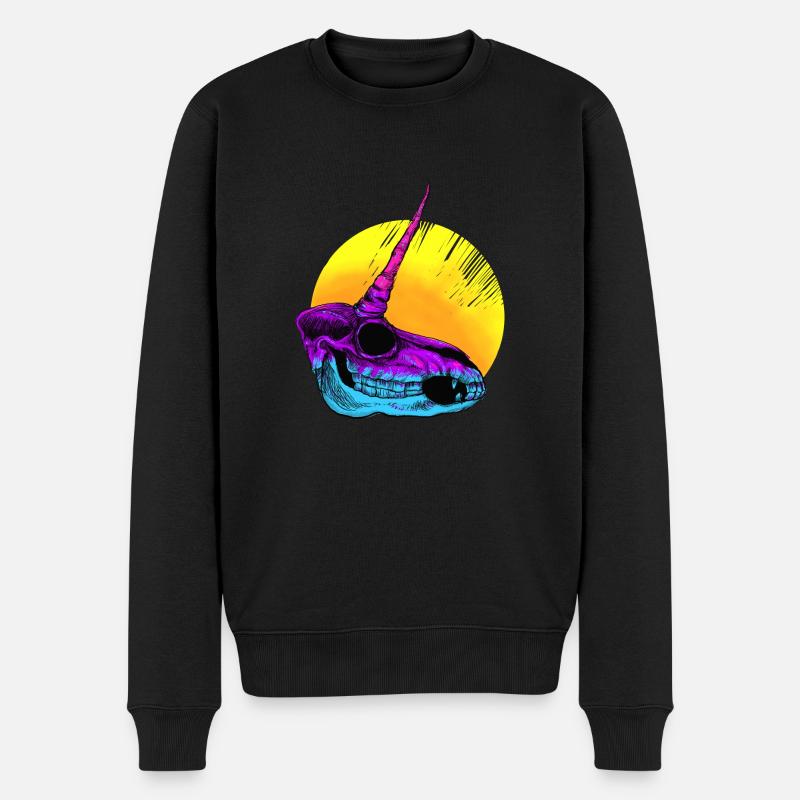 Einhorn Schädel - Männer Premium Bio Pullover - Schwarz