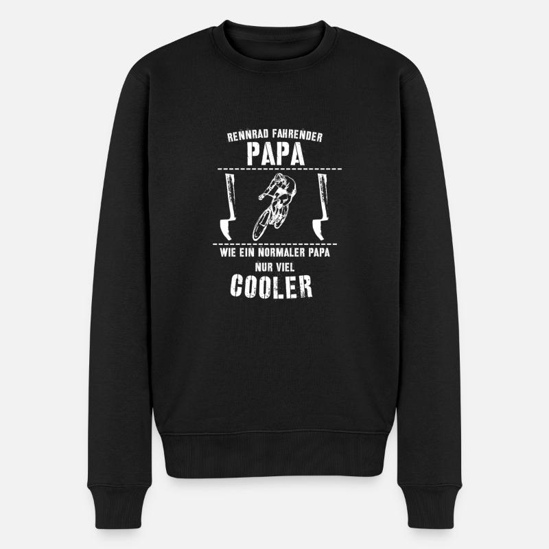 Rennradpapa - Rennrad fahrender Papa - Männer Premium Bio Pullover - Schwarz