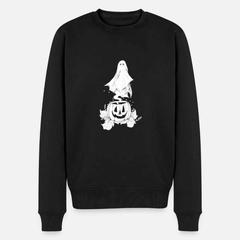 Ghost Kürbi - Männer Premium Bio Pullover - Schwarz