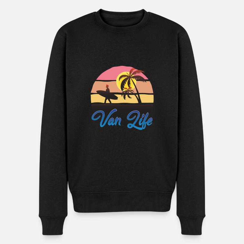 Van Life Retro Beach Design Bleu - Pull Premium bio Homme - noir