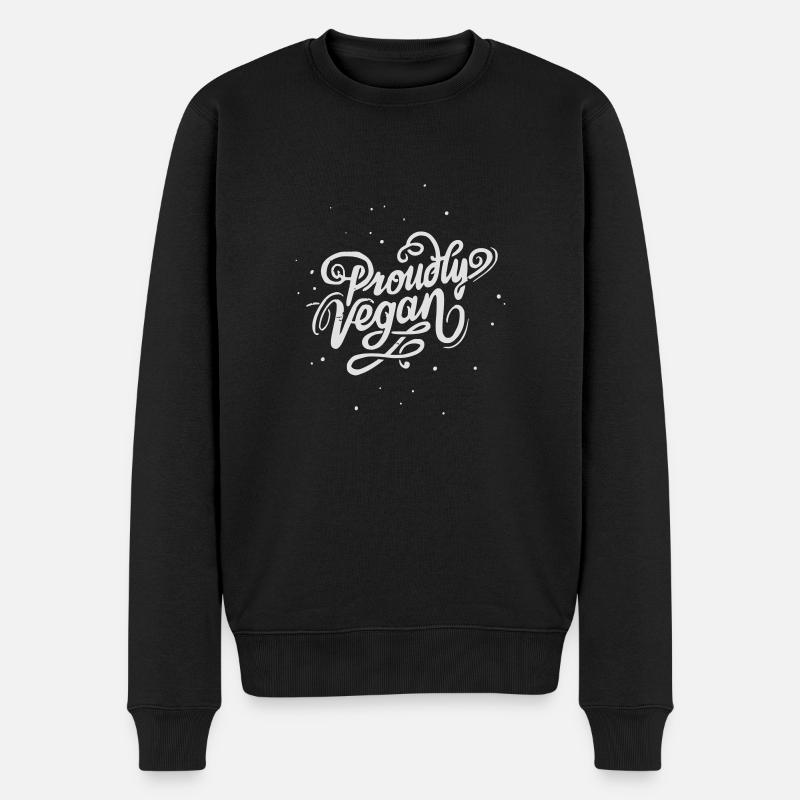 Proudly Vegan Vintage White - Männer Premium Bio Pullover - Schwarz
