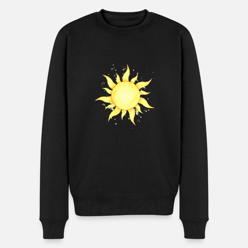 Die Sonne scheint - Männer Premium Bio Pullover - Schwarz