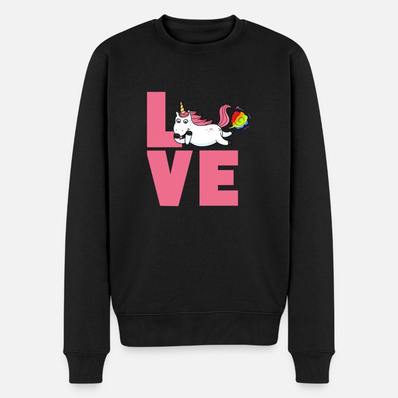 Love Einhorn - Männer Premium Bio Pullover - Schwarz