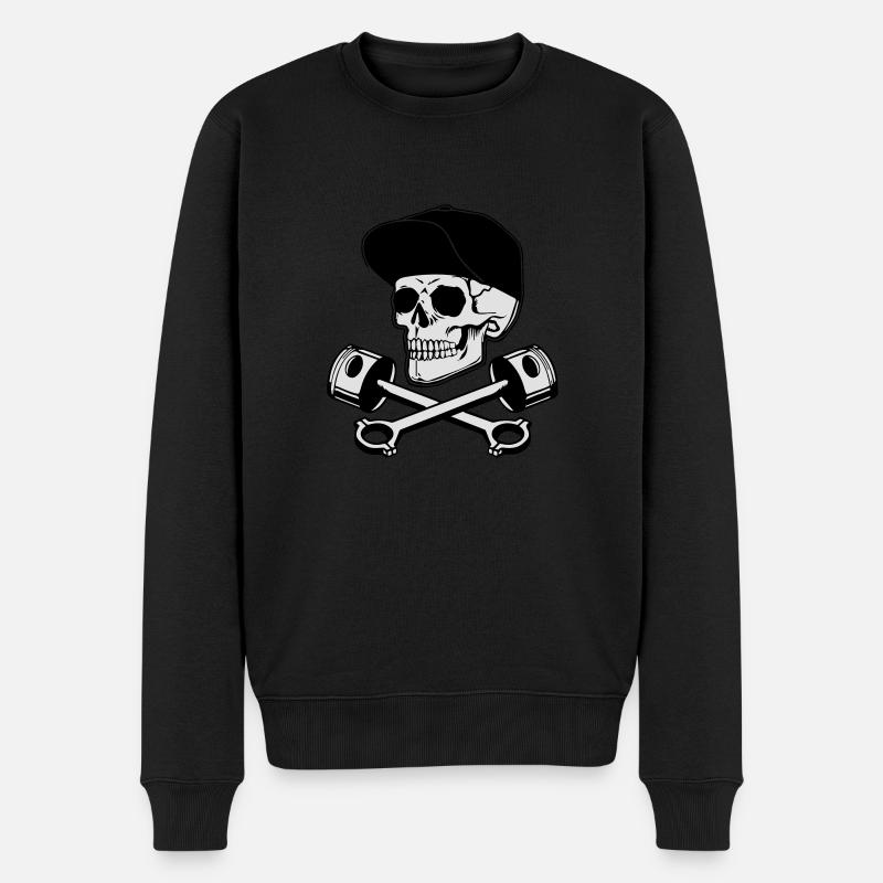 Totenkopf und Kolben - Männer Premium Bio Pullover - Schwarz