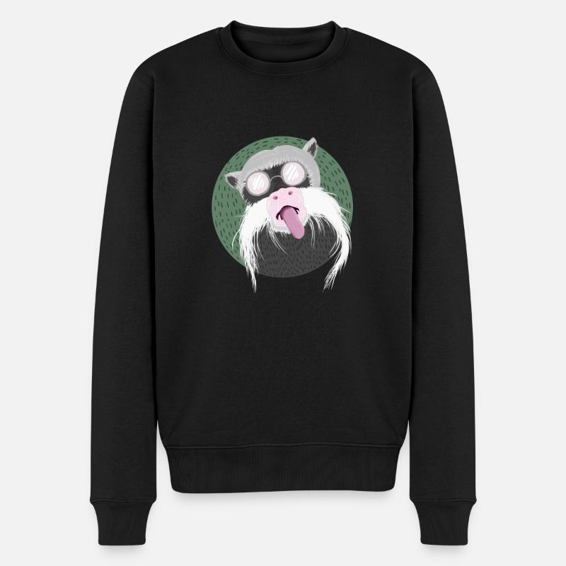 Lustiger Affe mit Bart und Brille - Männer Premium Bio Pullover - Schwarz