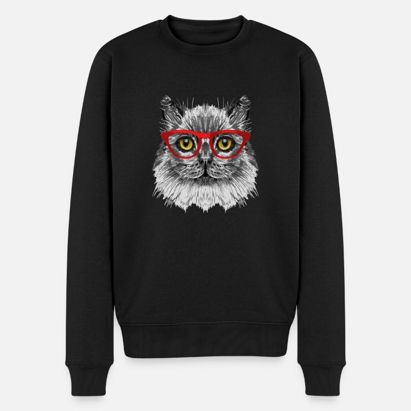 Katze - Männer Premium Bio Pullover - Schwarz