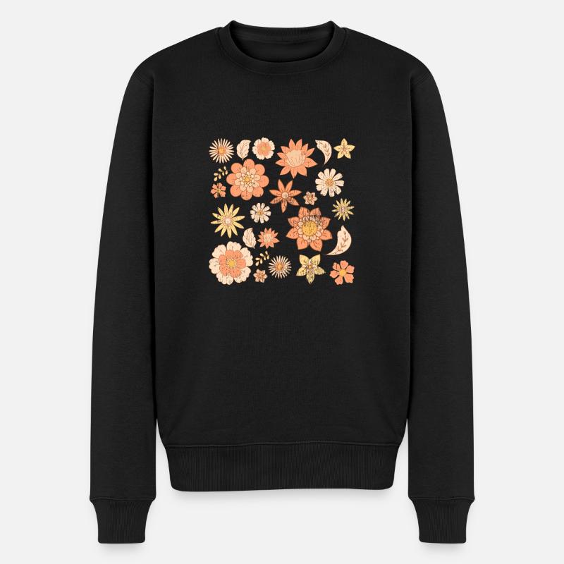 Mignon motif de fleurs rétro - Pull Premium bio Homme - noir