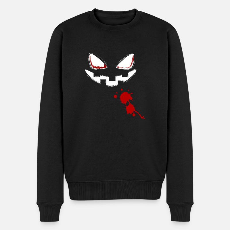 Visage de citrouille Halloween - Pull Premium bio Homme - noir