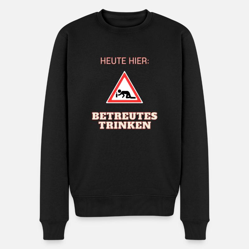 Betreutes Trinken - Männer Premium Bio Pullover - Schwarz